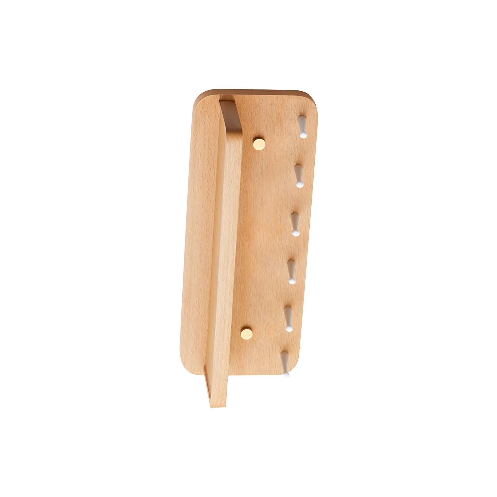 Nucelit Handcrafted Keeper with 6 Brass Hooks and Wooden Entryway Shelf Mail Planner Wall