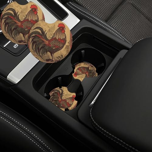 Portavasos para carro 2 piezas diseño Gallo negro miniatura 1