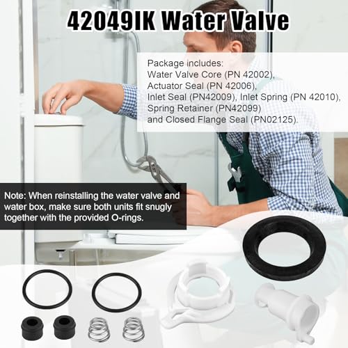 Image of 42049 Water Valve Style II Kit for Thetford, RV Toilet Parts Include Water Valve Core Toilet Seals Spring Retainer Replacement Accessories for Aqua Magic Style II Toilets