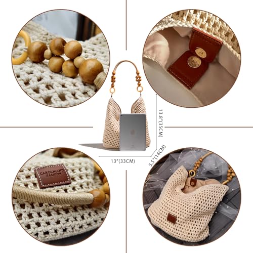Image of Hand-woven Soft Large Straw Shoulder Bag Retro Boho Tote Bags Summer Beach Bag Rattan Handbag
