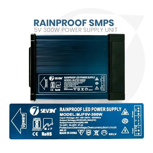 Image of 7SEVEN SMPS 5v Power Supply 60amp 300w Weather Proof Rainproof Suitable for LeD Signage, Strip Light, Decorate Lite, Microcontroller & Embedded Systems, Industrial Machine and Much More (5v 300w)