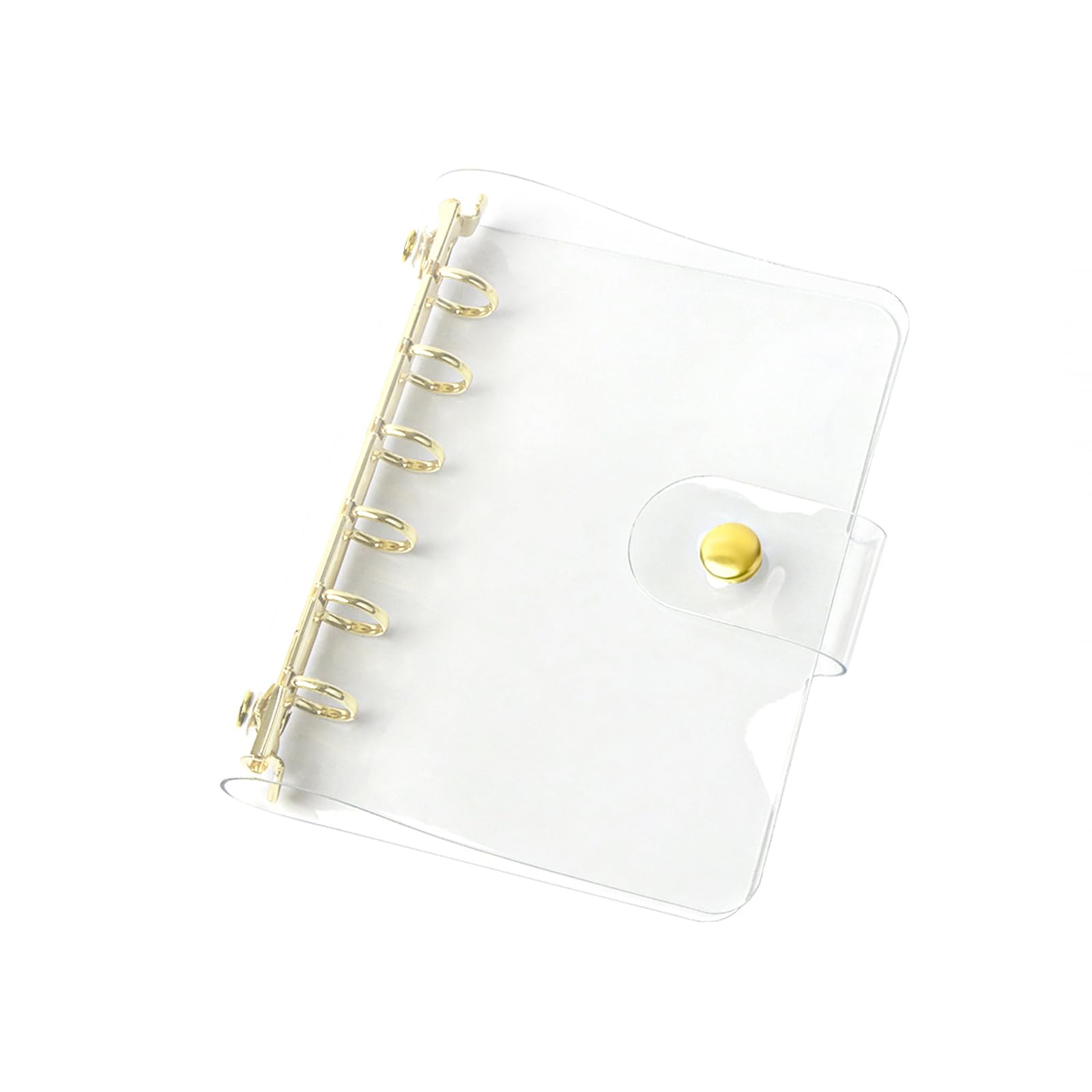 NatSumeBasics Clear A7 Binder Wallet Gold 6-Ring 4" x 5" Mini Cash Envelopes Folders Soft Notebook Shell Protector Binding Accessories Supplies (Gold A7 Binder)