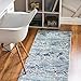 Rugs.com Budapest Collection Runner Rug â€“ 10 Ft Runner Blue Low-Pile Rug Perfect for Hallways, Entryways