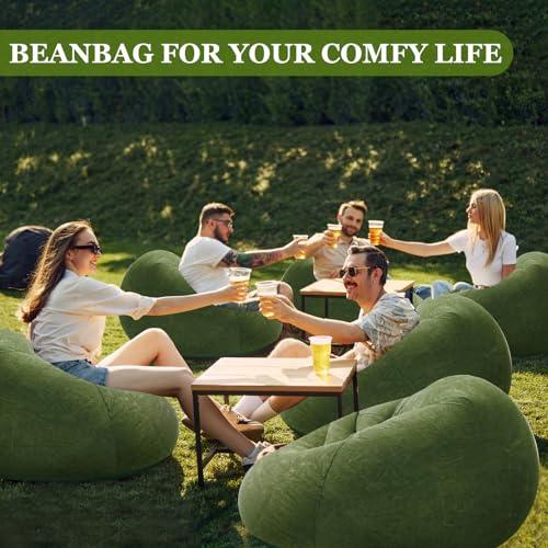 Image of Realspring Inflatable Bean Bag Chairs Outdoor Blow up Camping Chairs Inflatable Lazy Sofa Folding Portable Bean Bag Loungers Couch for Movie Night(Dark Green,12 Pcs)