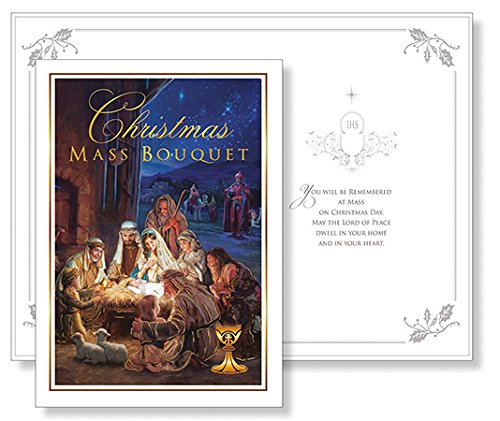 Luxury Christmas Mass Bouquet Card Gold Foil stamped ~ Catholic 99301