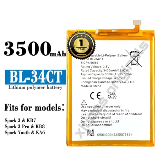 Image of BL-34CT Battery for Tecno Camon i4 / Camon -iSky3 / KB3 / CB7 / CB7J / KB7 / KB7J / Battery with 1 Year Warranty** (V277)