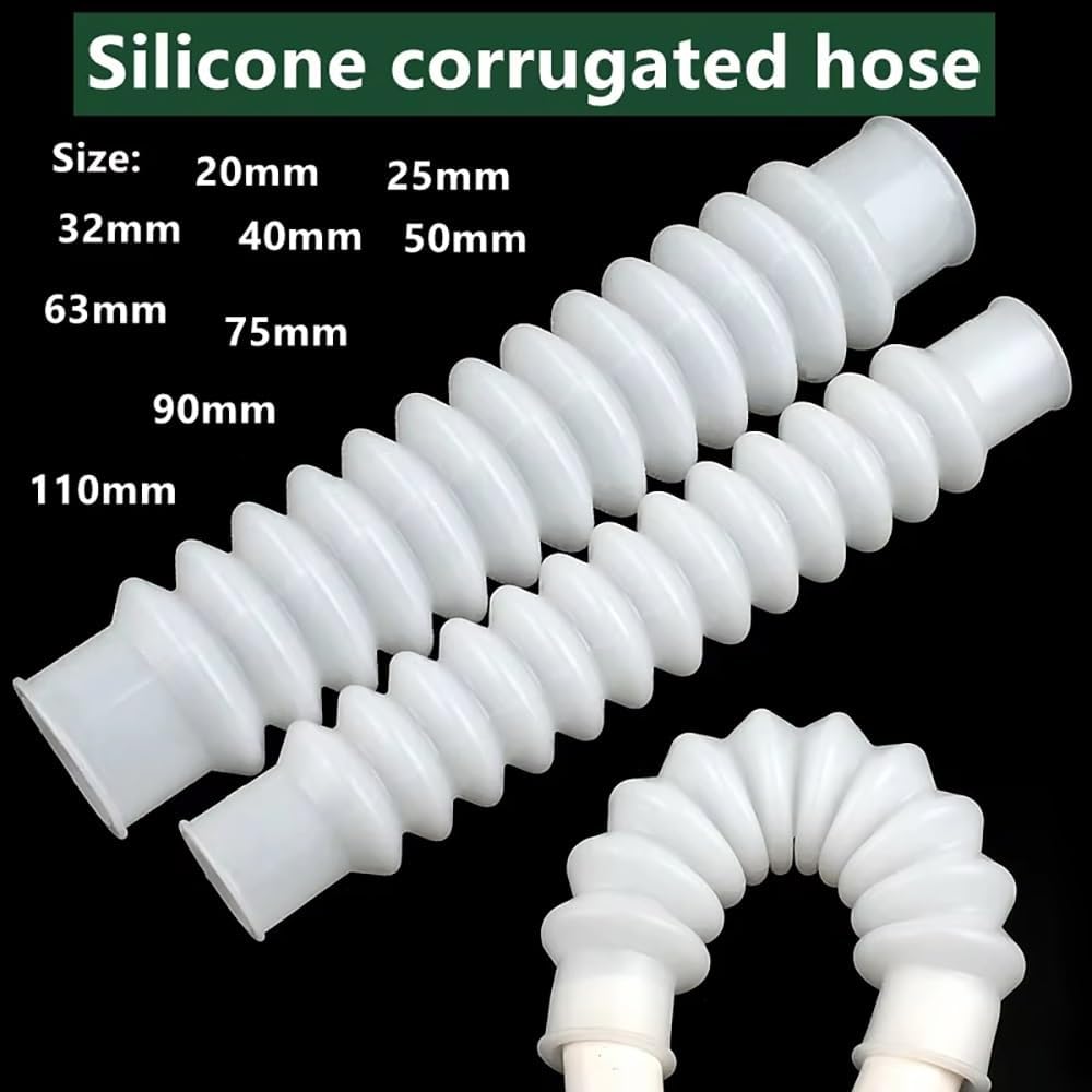 1PC Silicone Corrugated Hose for Aquarium - 20-110mm Flexible Water Pump Connector, High-Temp Resistant, Leak-Proof(90mm)