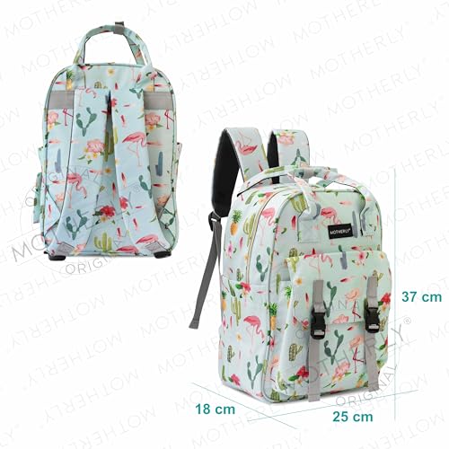 Image of Motherly Printed Diaper Bag for Mothers for Travel, Maternity Bag for Newborn Baby, Mothers Travelling Bag, Multiple Pocket Water Resistant Baby Bag, Hospital Bag for moms (Cactus Light Green)