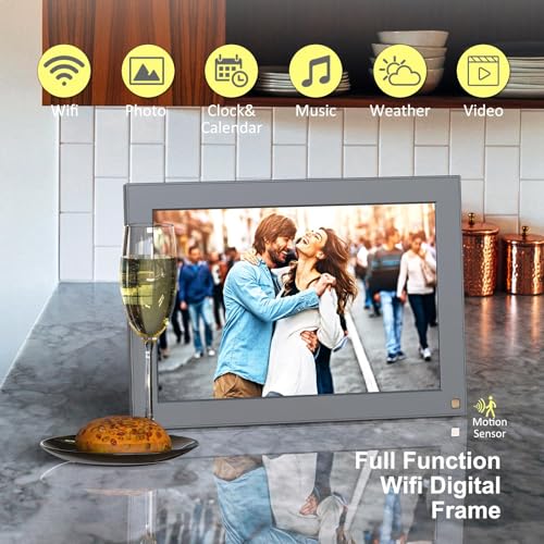 Fullja 10.1 Inch Digital Picture Frame Wifi Digital Photo Frame - 1280X800 Ips Touch Screen, Motion Sensor thumb #1