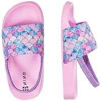Torotto Unisex-Kinder Badeschlappen Sommer Flache Hausschuhe Badesandalen rutschfest Schlappen Badeschuhe(28 EU Fischschuppe-Rosa)