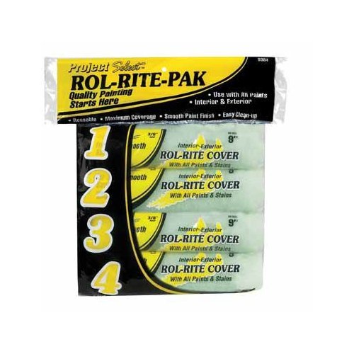 RolRite FourPack Roller Covers Plastic SemiSmooth Surfaces 3/8 " Nap