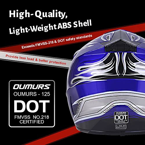 Image of OUMURS Adult Motocross Dirt Bike Helmet with Goggles, Gloves & Mask Dirt Bike ATV Helmet for Unisex-Adult Men Women Adjustable Sun Visor DOT /FMVSS-218 Off-Road Motorcycle Helmet UTV Helmet Downhill