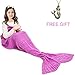 JR.WHITE Mermaid Tail Blanket for Kids, Hand Crochet Snuggle Mermaid,All Seasons Seatail Sleeping Bag Blanket (Pastel Pink)