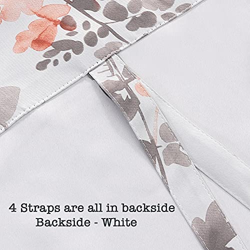 Blackout Tie Up Curtain - Thermal Insulated Balloon Curtain For Small Window Adjustable Kitchen Tie Up Curtain (Floral Pattern In Grey And Coral, Rod Pocket Panel, 42 Inches W X 63 Inches L) #TOP3