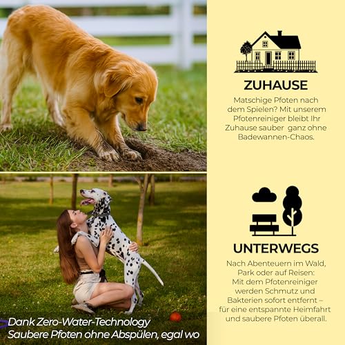 GLÜCKSPFOTE® Pfotenreiniger für Hund & Katze [200ml] | Reinigt & Pflegt natürlich - Pfotenschaum ohne Wasser | Hundepfoten Reiniger Pfotenpflege für Hunde ideal zur Pfotenreinigung für Hunde