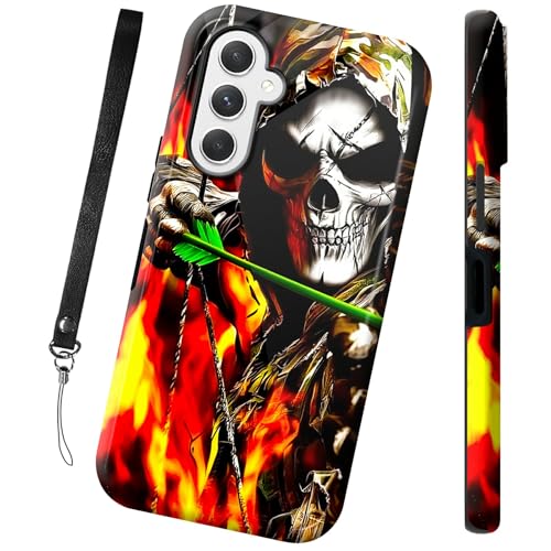 Coque antichoc Samsung S24 FE 5G avec dragonne anti-chute motif crâne