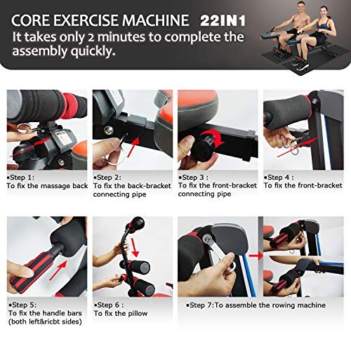 SYOSIN 22 in 1 Sit-Up Exerciser Ab Machine Workout Fitness Equipment Home Gym with Rowing Machine Compatible Men Women (1)