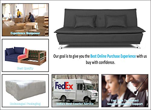 Image of Adorn India Arden 4 Seater Sofa Cum Bed 4 x 6 (Dark Grey) (3 Year Warranty)