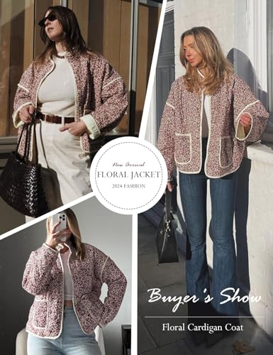 Yimoon Women's Cropped Puffer Quilted Jacket Vintage Floral Print Open Front Lightweight Short Jacket Outwear4