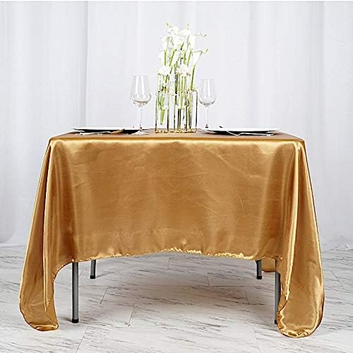 BalsaCircle 5 pcs 72x72 inch Gold Square Tablecloth Satin Table Overlays Linens for Wedding Table Cloth Party Reception Events Kitchen Dining