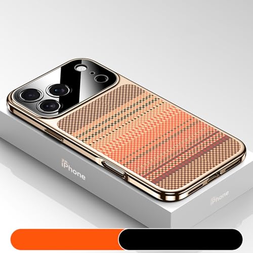 Coque iPhone 16 Pro en cuir plaqué orange luxe