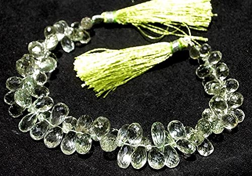 LKBEADS Full 7 Inches Strand. - Finest Genuine Green Amethyst Faceted Tear Drop Briolettes Size 14-11mm