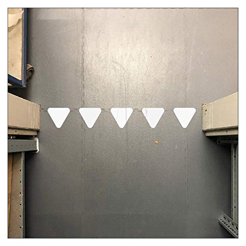 Marcadores de suelo autoadhesivos, triangular/línea de espera, piezas para áreas de trabajo, almacenes y rutas de transporte (100 x 91 mm, 20 unidades, verde fosforescente)