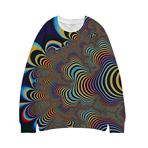 OPUDJS Men's Geometry 3D Cute Loose Shirt Anime Thin Printed T-Shirt Sweater Hrn0122 XL