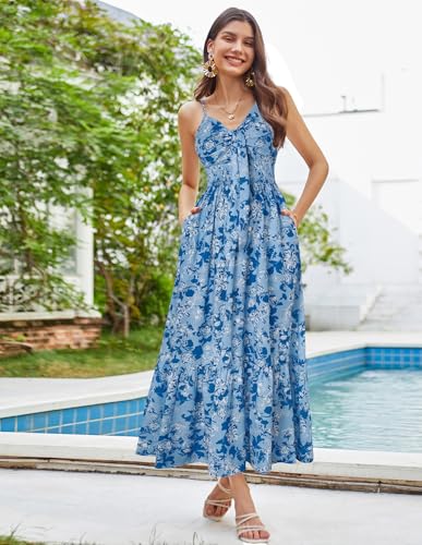 Image of GRACE KARIN Womens Summer Floral Maxi Dresses 2026 Long Flowy Boho Dress Beach Vacation Sundresses Casual Clothes with Pocket