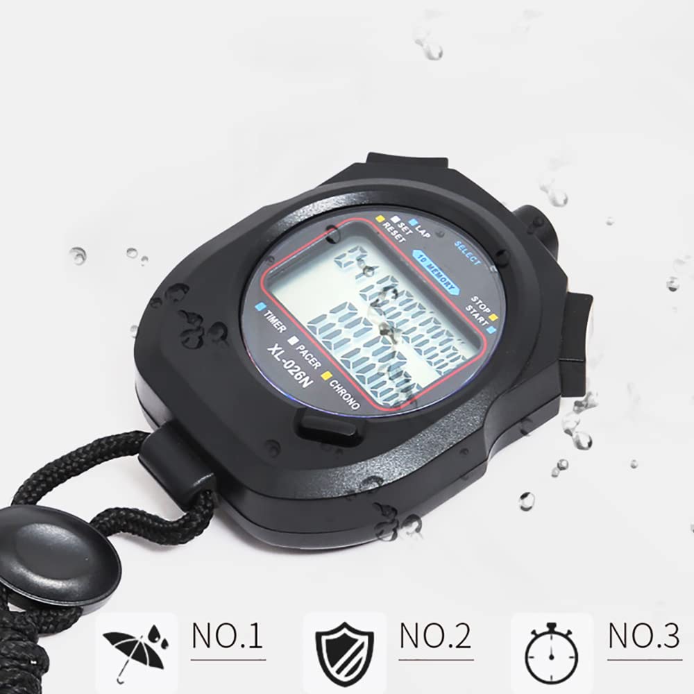 Timer Sportivo Precisione 1/100 Secondi 10 Memoria Ampio Display Nuoto Corsa Allenamento