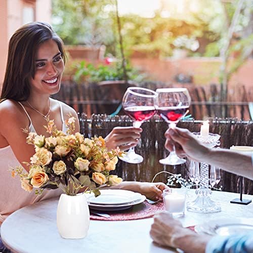Siwinparts 4 Pieces Artificial Rose Bouquet Small Rose Artificial Flowers Realistic Silk Floral Arrangement Table Centerpieces for Home Garden Office Wedding Party Decoration - Champagne