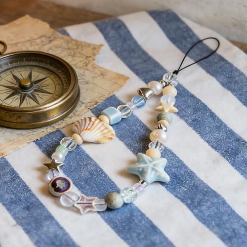 Image of Cute Beaded Camera Wrist Strap for Phone, Digital Camera Charm Lanyard, Pearl Beaded Chain for Bag Keychain Gift