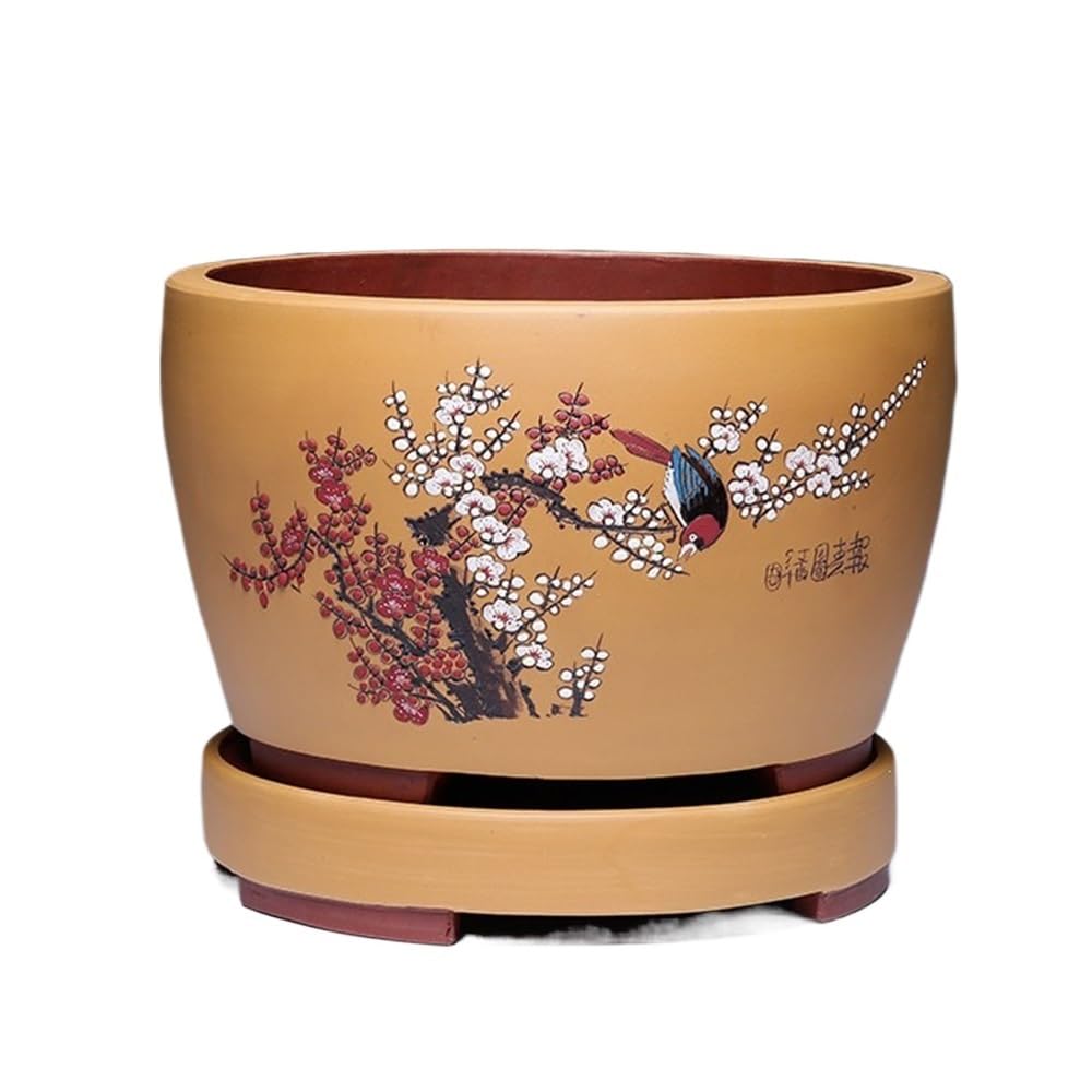 Gelasige A Flower Pots Purple Clay Flower Pot Ceramic Small Tree Bonsai Pot Purple Clay Pot Living Room Outdoor Flower Pots