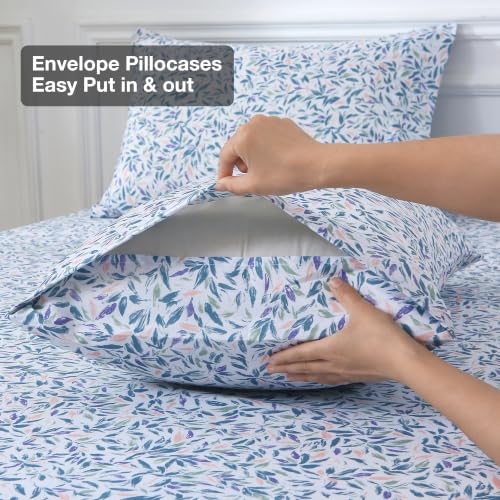 Image of Viviland Floral Queen Sheet Set - 4 Piece Vintage Deep Green Flower Patterned Bed Sheets - Soft, Breathable Microfiber Sheets with Deep Pocket, Non-Slip Fitted Sheets & Pillowcases
