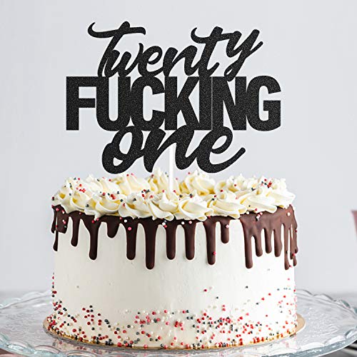 Twenty One Black Glitter Cake Toppers 21 Years Old 21St Birthday Party Decorations Supplies #TOP3