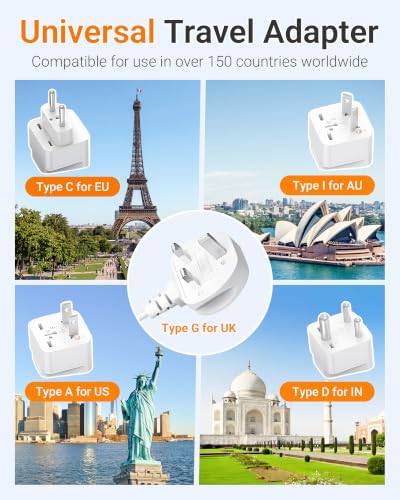 Image of BESTEK 220V to 110V Voltage Converter, 300W Step Down Power Converter with 3 AC Outlets & 4 USB Ports(PD20W), International Travel Voltage Transformer for US Appliances, UK /EU /AU /India Plug Adapters