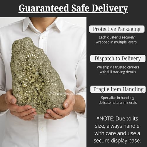 Image of Pyrite Stone Original Cluster Samples - High Energy Natural Iron Pyrite Stone Gold Rock Reiki Crystal Used for Increased Willpower and Manifestation (7.5 to 10 KG Pyrite)