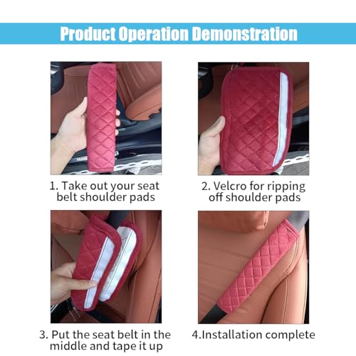 Image of JOYCOURT 2PCS Universal Car Seatbelt Pad Cover, Long Crystal Velvet Shoulder Cover Kit for Adults and Children, Helps Avoid Friction on Shoulder and Neck, Fits All Cars and Packs