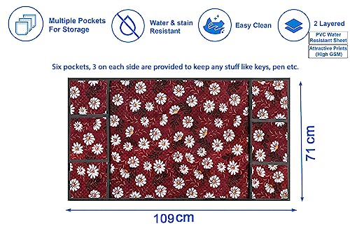 Image of Stylista Refridgerator top Cover Suitable for Samsung RR21C2H25CR /HL, 189 Liter Fridge, Dimension (WXD) 71x109 CM, Floral Pattern Red White