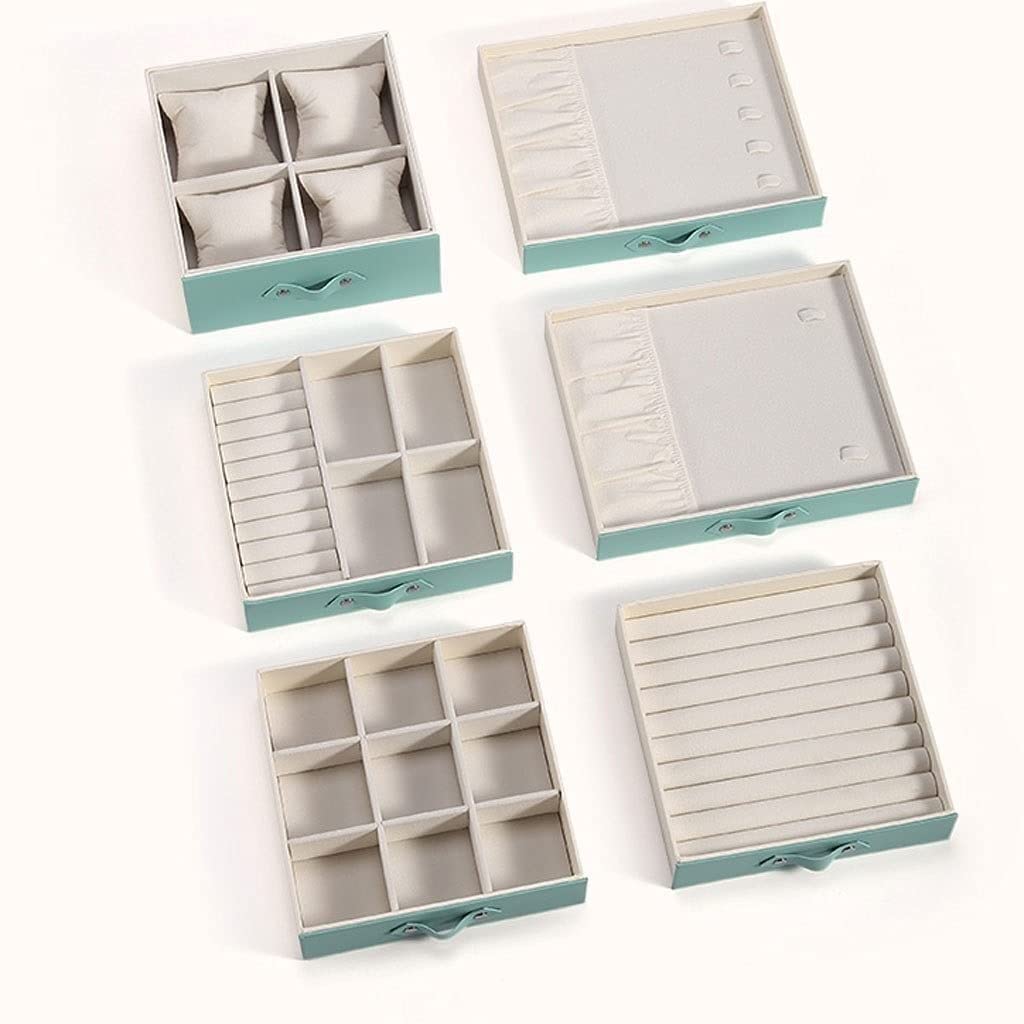 Ohrring-Aufbewahrungsbox Schmuckkästchen mit großem Fassungsvermögen, sechs Schubladen, multifunktional, für Ring, Uhr, Halskette, Schmuckaufbewahrungsbox Schmuck-Organizer (Color : A)