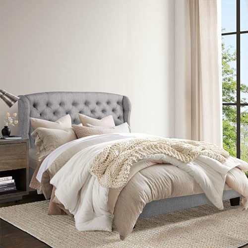 Rosevera Torrey Wingback Bed/Tufted Headboard Adjustable Height Bed Frame/Fabric