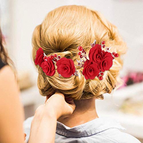 KESYOO Cabelo de Casamento Floral Usar AcessÃ³rios de CabeÃ§a de Casamento Vermelhos Fitas de Cabelo
