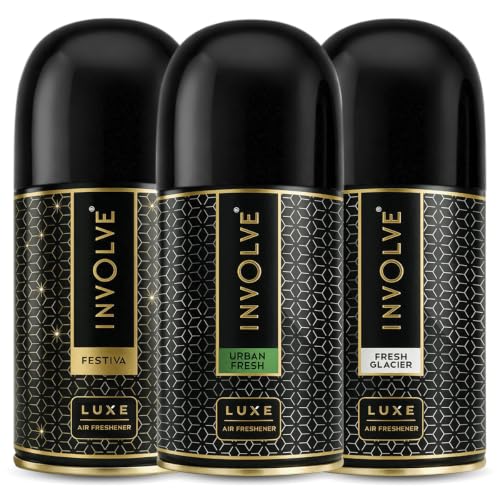 Image of Involve Luxe Combo - Fresh Glacier, Festiva & Urban Fresh - Pack 3 | Automatic Room Fresheners Refill | 2200 Sprays Guaranteed | Lasts up to 60 days (225ml * 3) | Home Fresheners