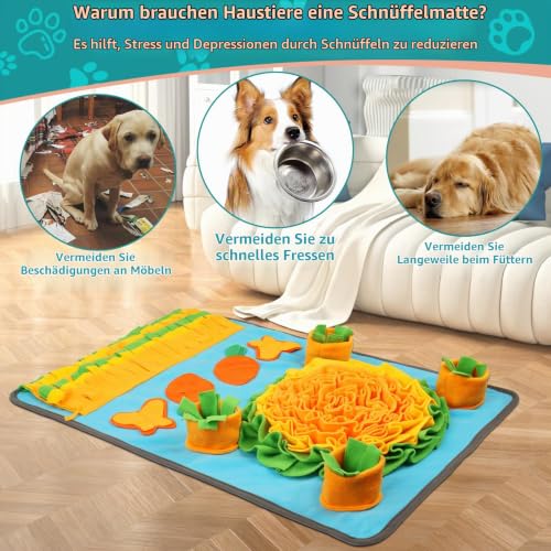 ETACCU Hund SchnüFfelteppich 80×48cm, Waschbar Trainingsmatte Futtermatte SchnüFfelteppich FüR Hunde Gegen Langeweile Und Anregung LangsamfüTterungsunterlage FüR Welpen