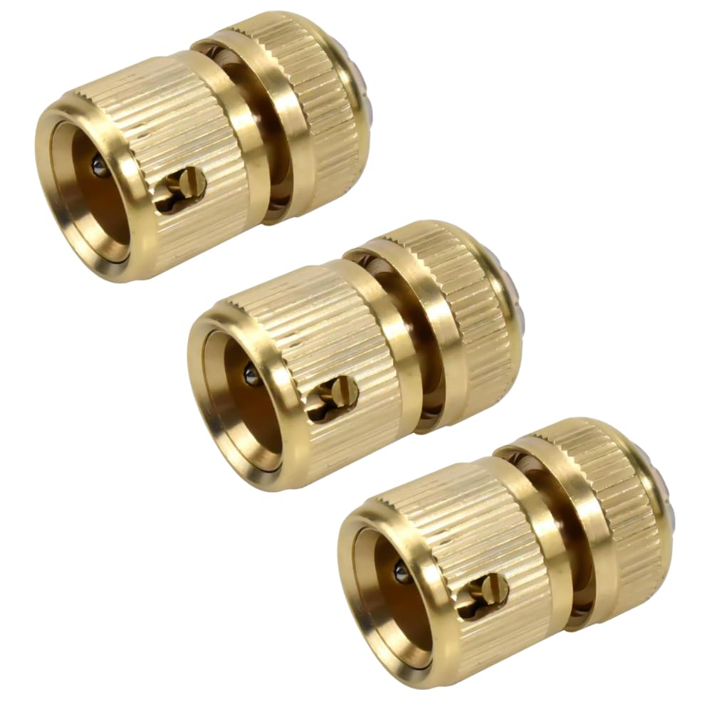 Dunnet Tools 2 Pack 1/2 Inch Garden Hose Quick Connector Brass Quick Hose End Connector Nozzle Connect Kit for Kitchen Garden Outdoor 1/2" End Tap Spray Gun Attachment Hosepipe Connectors