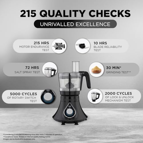 Preethi Plastic Zodiac Cosmo Mixer Grinder For Kitchen,5 Jars 750 Watt Mixie(Super Extractor Juicer Jar&Master Chef + Food Processor Jar),Black(Mg236) (Image - 6)