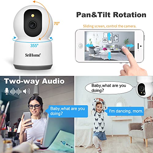 Image of Srihome SH038 5MP IP Camera UHD 2560 * 1920p 2.4G /5G WiFi Indoor Home Security Camera Pan & Tilt Camera 2 Way Talk Coverage Color Night Vision Sleep Mode Motion Detection Supports MicroSD Upto 128GB.