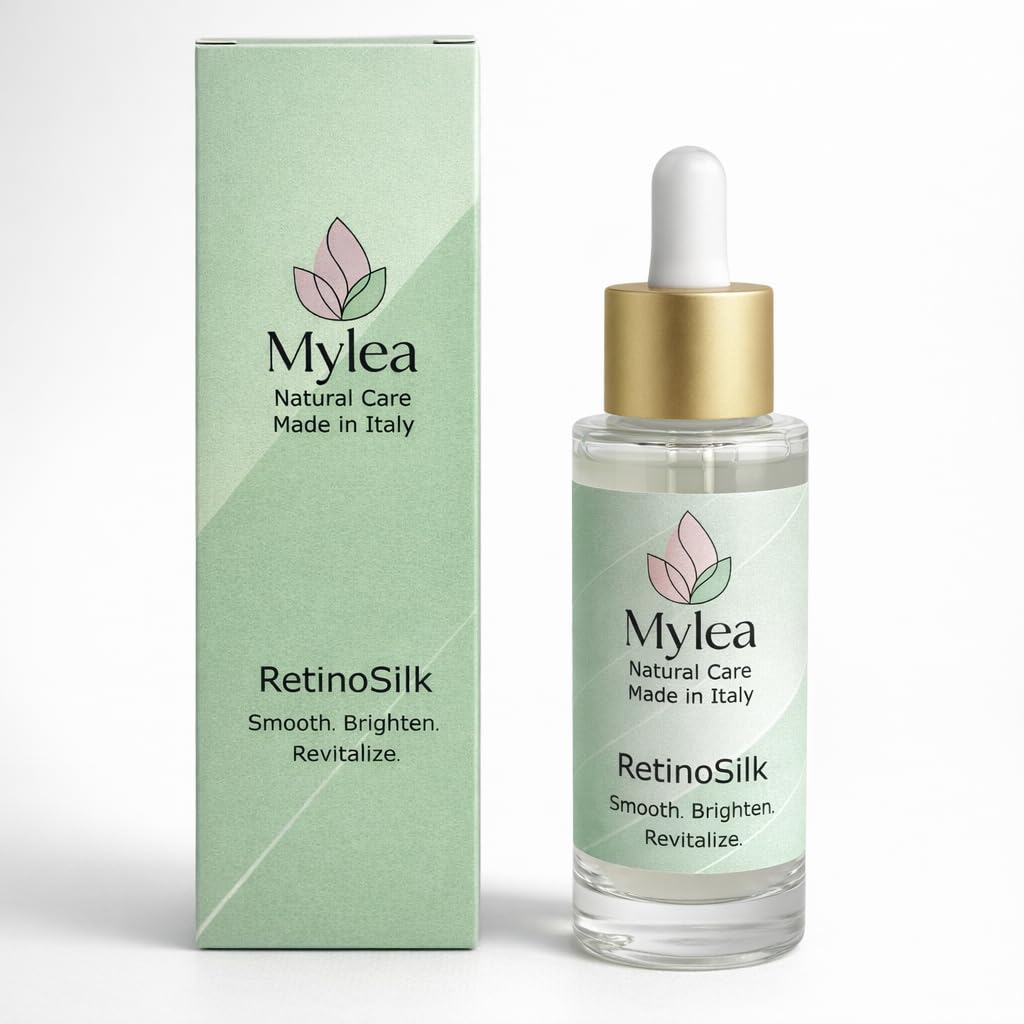 Mylea RetinoSilk | Siero Viso 30ml, no parabeni | Retinolo, Niacinamide, Vitamina C ed E | Texture leggera, assorbimento rapido | Ideale per rughe, pori dilatati, antiage | Made in Italy