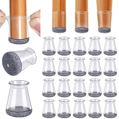 Image of BUMACO Chair Leg Floor Protectors Chair Leg Protectors for Hardwood Floors Silicone Pads Covers to Protect Floors (Clear-20 Pcs, Universal XS 0.5 inch-0.9 inch)