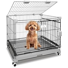 Homey Pet 30 Inch Dog Cage for Small Dogs with Lockable Wheels